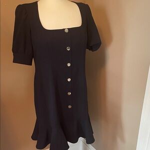 Tommy Hilfiger Square Neck Black Button-Front Dress